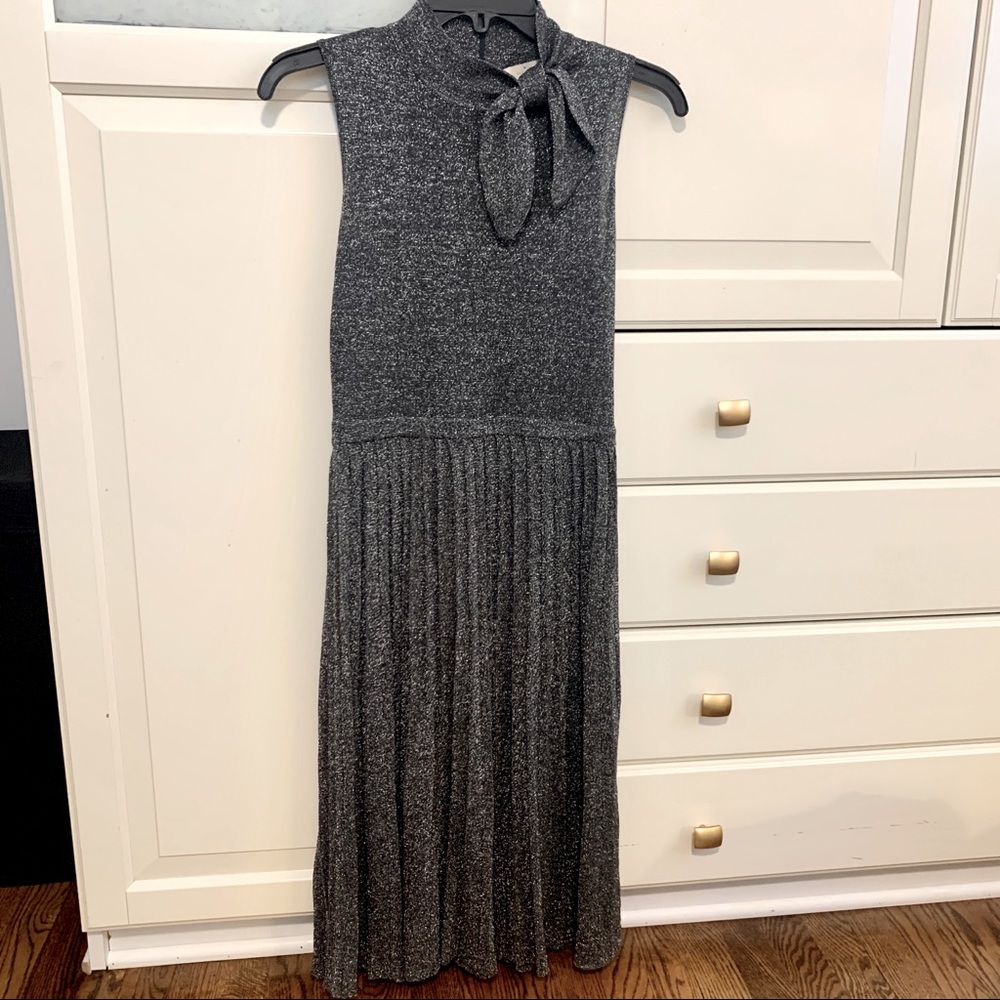 Kate Spade silver metallic pleated dress